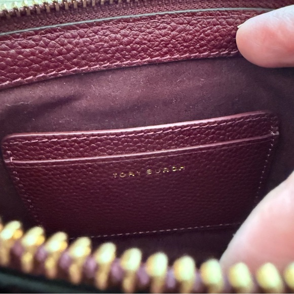 Tory Burch Perry Bombe Double Zip Leather Crossbody Burgundy Chic Feminine - Picture 7 of 12